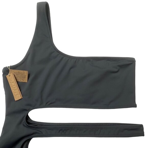 SKIMS Swim One Shoulder Monokini Gunmetal Womens Large - Picture 5 of 12
